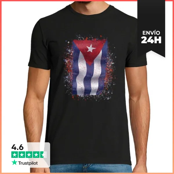 Camiseta Hombre Clásica Cuba Flag LaTostadora