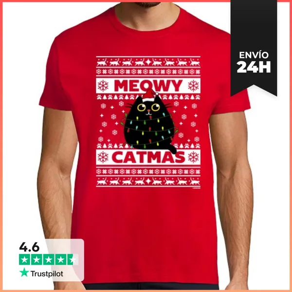Camiseta Hombre Clásica Miau Catmas - Lindo Gato LaTostadora
