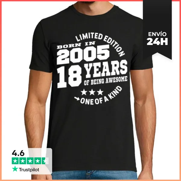 Camiseta Hombre Clásica Nacido En 2005 - 18 Años LaTostadora