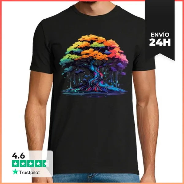 Camiseta Hombre Clásica Árbol Bonsái Colorido LaTostadora