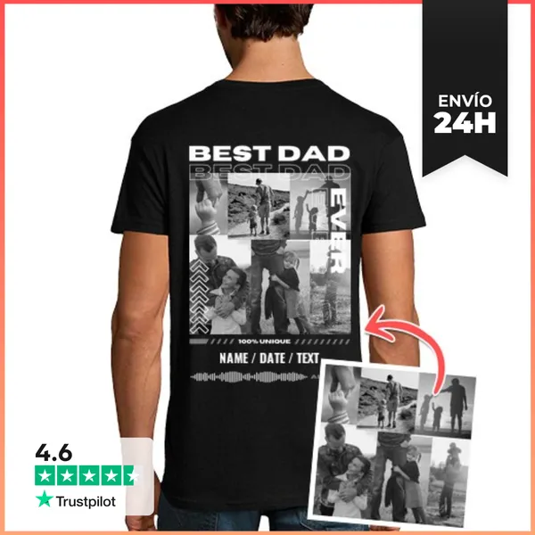Camiseta Hombre Clásica Best Dad Ever Personalizable LaTostadora