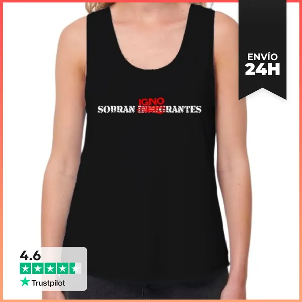 Camiseta Mujer Sin Mangas, Loose Fit Sobran Ignorantes Tinta