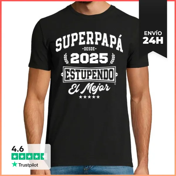 Camiseta Hombre Clásica SUPERPAPÁ Desde AÑO PERSONALIZABLE