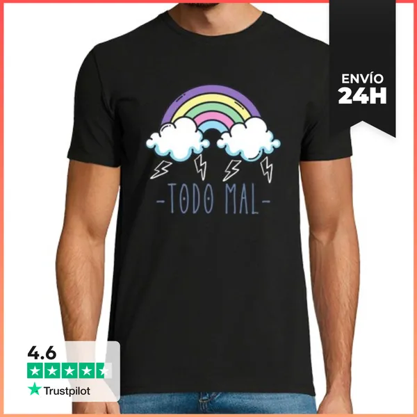 Camiseta Hombre Clásica Todo Mal Nada Bien Se Positivo