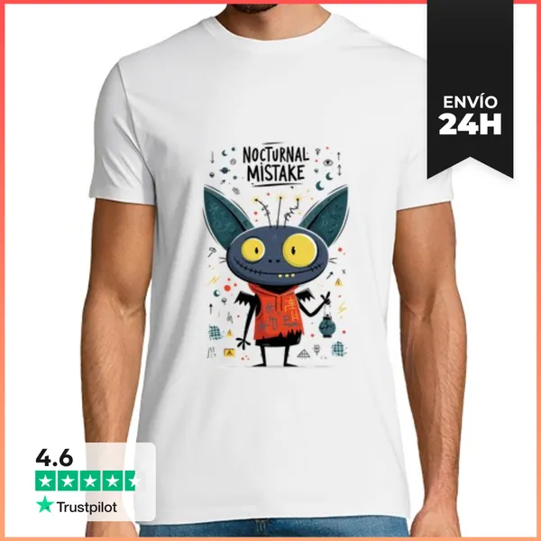 Camiseta Hombre Clásica Nocturnal Mistake Camiseta Divertida De