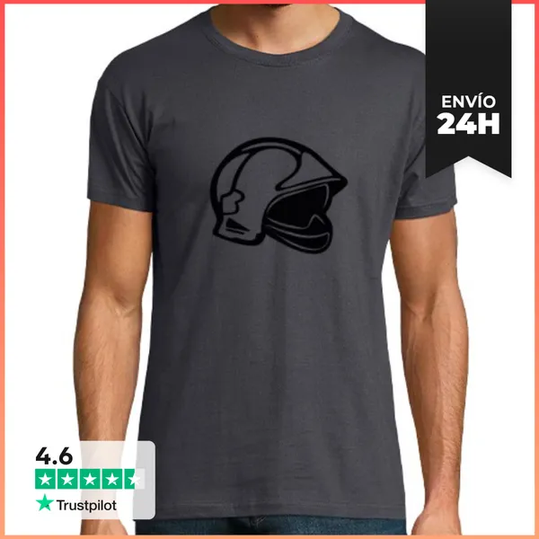 Camiseta Hombre Clásica Camiseta Casco Bombero F1 Gris