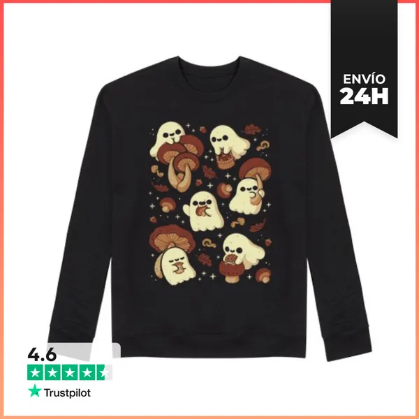Sudadera Unisex Cute Ghosts With Autumn Mushrooms LaTostadora