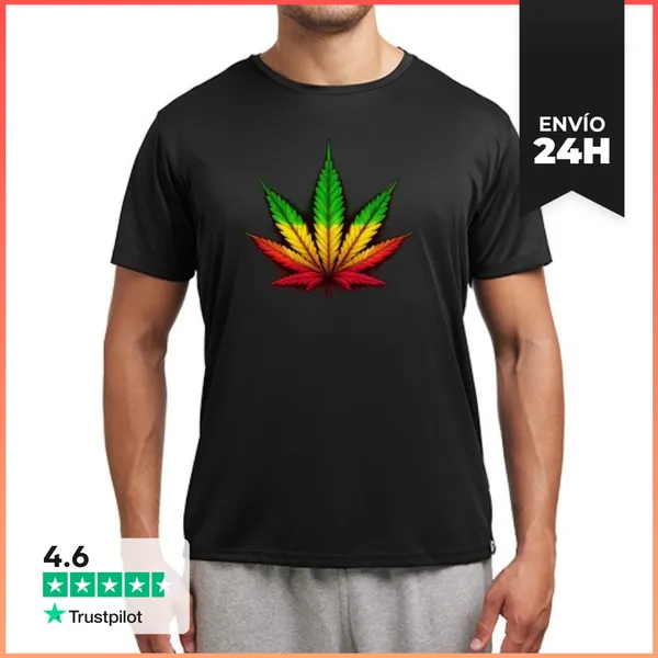 Camiseta Deportiva Hombre Marijuana Tricolor LaTostadora