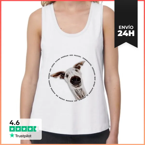 Camiseta Mujer Sin Mangas, Loose Fit CaraDeGalgo LaTostadora