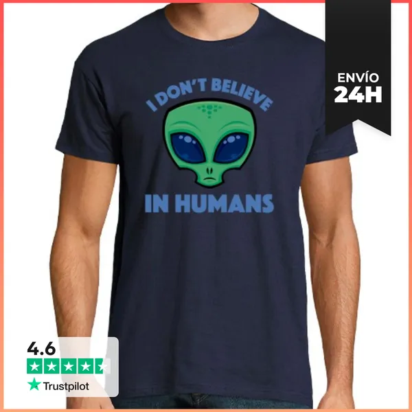 Camiseta Hombre Clásica No Creo En Los Extraterrestres De Dibuj
