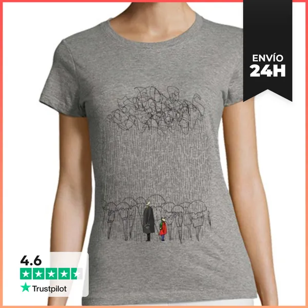 Camiseta Mujer Clásica Lloviendo Pero Feliz LaTostadora