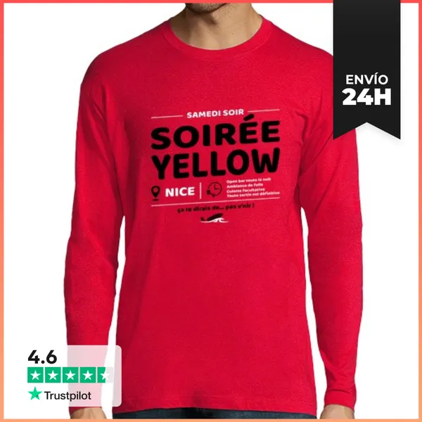 Camiseta Hombre Manga Larga Soiree Amarilla Soirees Culto De