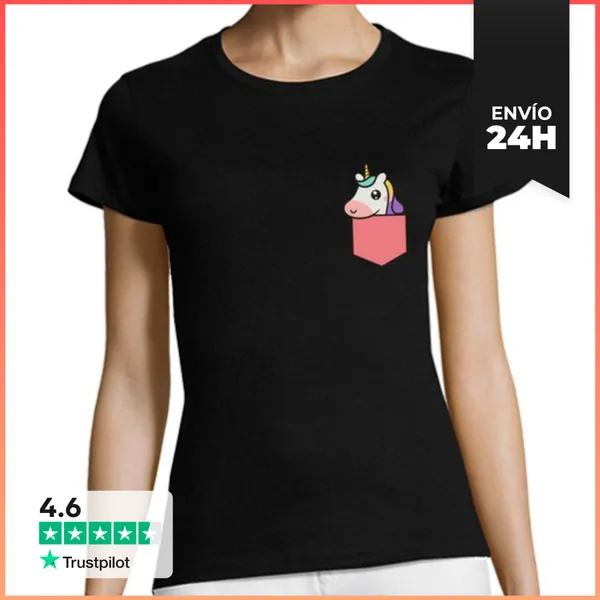 Camiseta Mujer Clásica Bolsillo De Unicornio LaTostadora