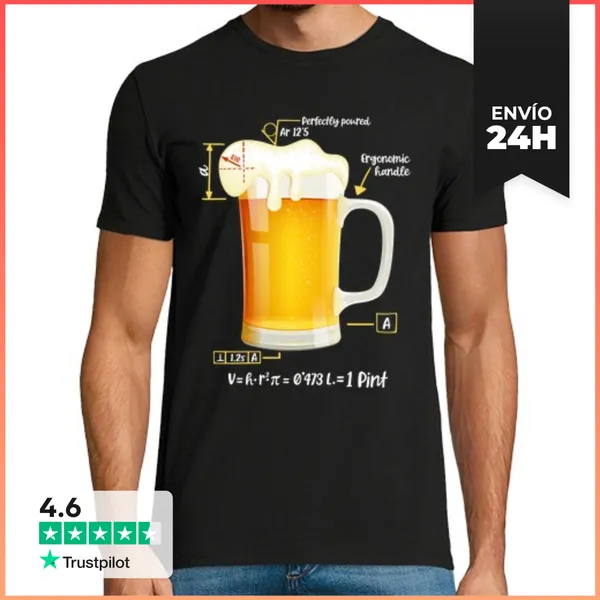 Camiseta Hombre Clásica Cerveza Técnica Matemáticas Beer