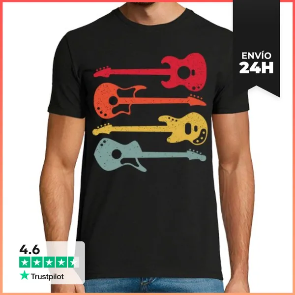 Camiseta Hombre Clásica GUITARRAS RETRO VINTAGE LaTostadora