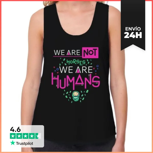 Camiseta Mujer Sin Mangas, Loose Fit We Are Humans El Juego Del