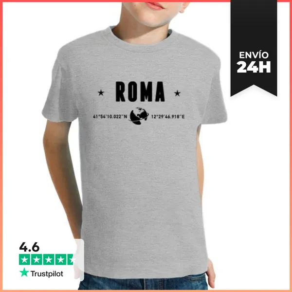 Camiseta Clásica Para Niños Ciudad Roma Coordenadas Geográficas