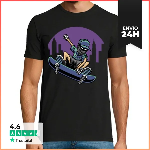 Camiseta Hombre Clásica SKATER URBANO CIUDAD RASCACIELOS