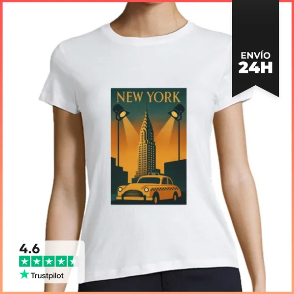 Camiseta Mujer Clásica Taxi Nueva York LaTostadora