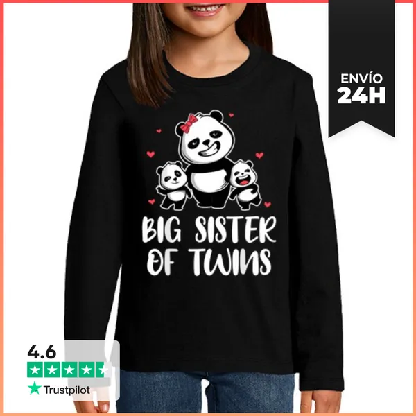 Camiseta Manga Larga Para Niños Hermana Mayor De Gemelos Hermana