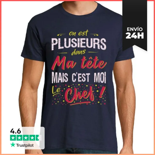 Camiseta Hombre Clásica Varios En Mi Cabeza - Mensaje De Humor
