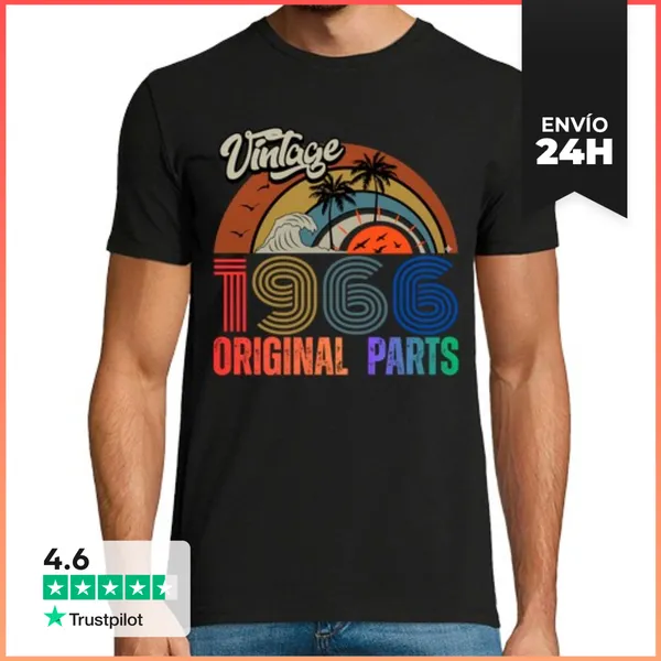 Camiseta Hombre Clásica Vintage 1966 Original Parts Retro Beach