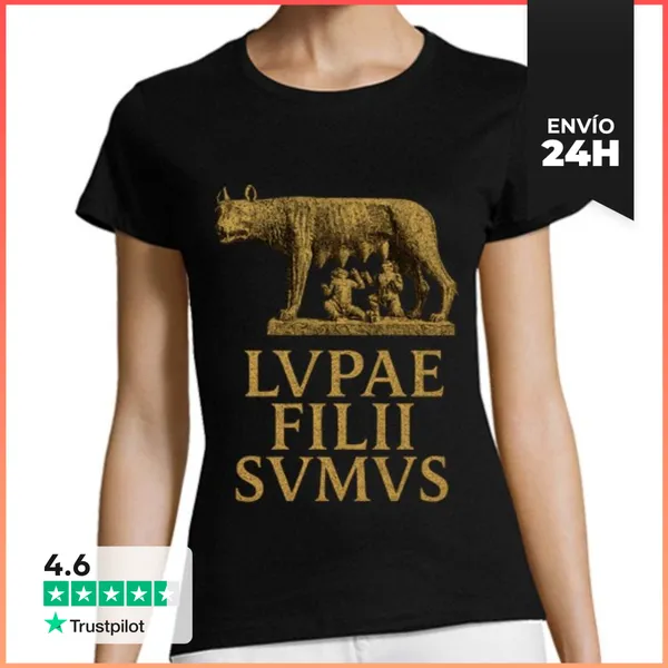 Camiseta Mujer Clásica Loba Capitolina Roma Frase Latin Romano