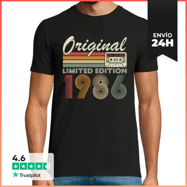 Camiseta Hombre Clásica 40 Cumpleaños 40 Años Vintage 1986