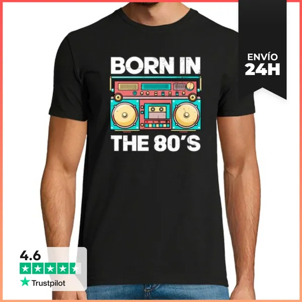 Camiseta Hombre Clásica Born In 80s Retro T-shirt LaTostadora