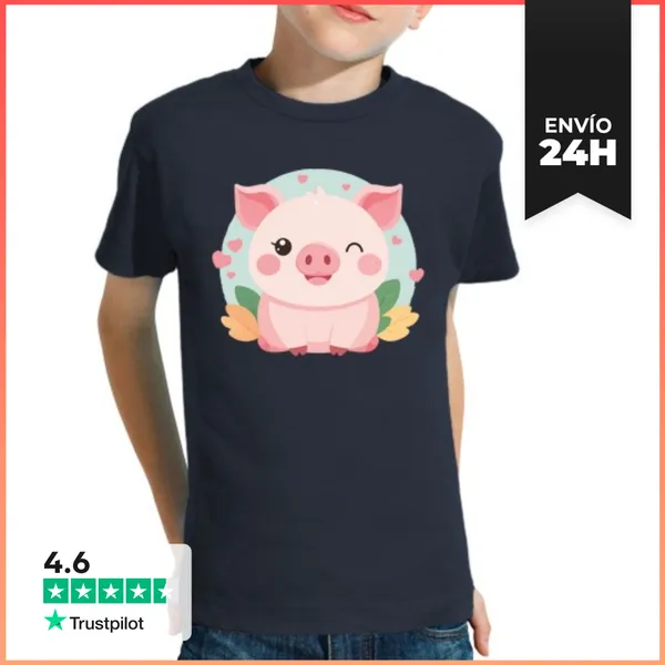 Camiseta Clásica Para Niños Cerdito Kawaii LaTostadora