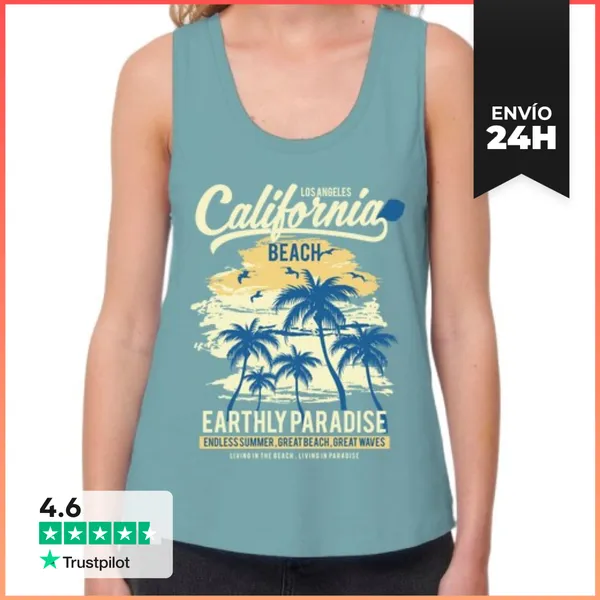 Camiseta Mujer Sin Mangas, Loose Fit California Beach LaTostadora