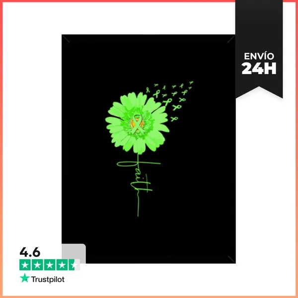 Cuadro Con Marco Vertical Fe Girasol Cinta Verde Mental