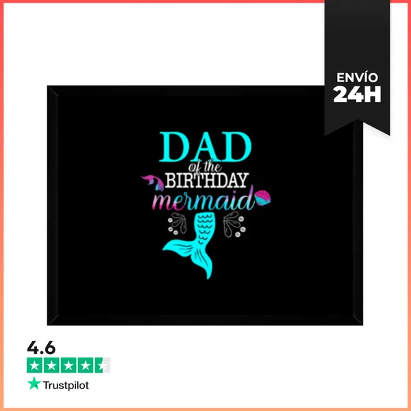 Cuadro Con Marco Horizontal Papá De La Sirena De Cumpleaños A