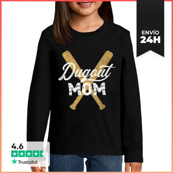Camiseta Manga Larga Para Niños Mamá Del Dugout De Béisbol Madre