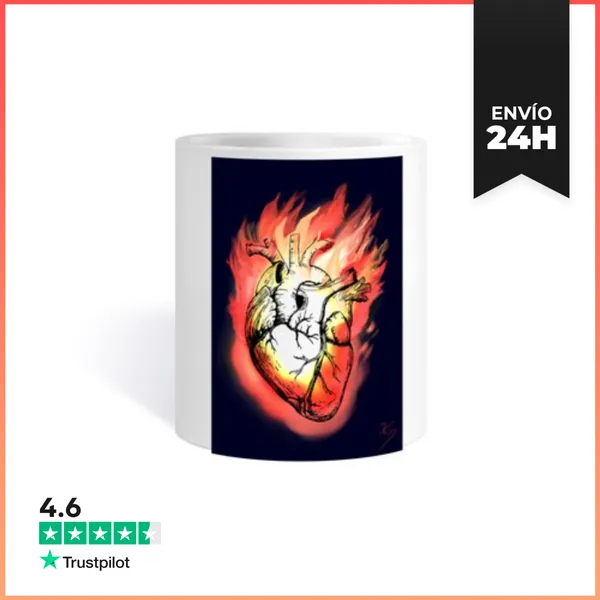 Taza Corazón En Llamas Taza LaTostadora