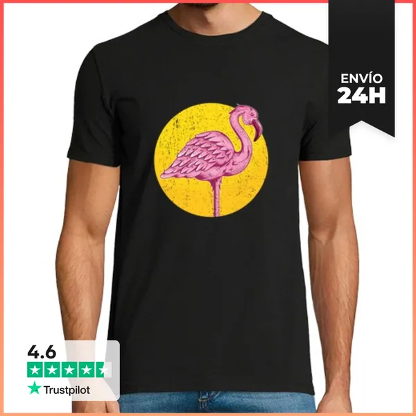 Camiseta Hombre Clásica Flamenco Vintage En Sol Amarillo