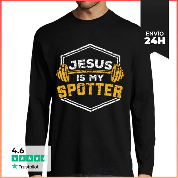 Camiseta Hombre Manga Larga Jesús Entrena Jesús Es Mi Compañero