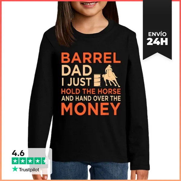 Camiseta Manga Larga Para Niños Papá De Carreras De Barriles