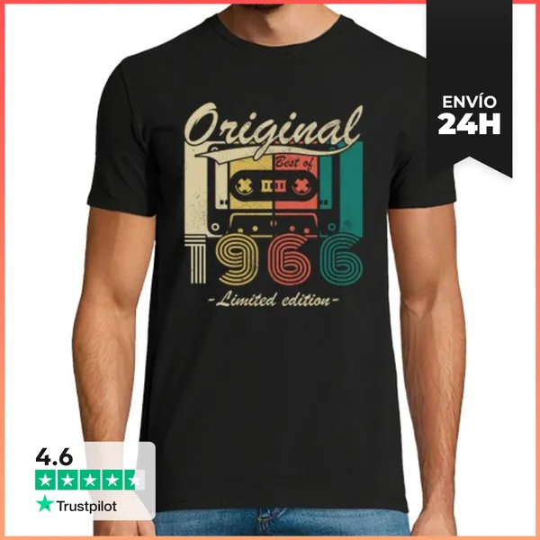 Camiseta Hombre Clásica 60 Años 1966 Vintage Cumpleaños Retro