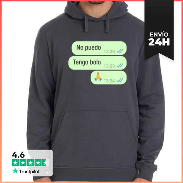 Sudadera Unisex Con Capucha NO PUEDO, TENGO BOLO LaTostadora