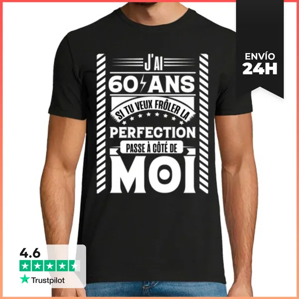 Camiseta Hombre Clásica Tengo 60 Años Perfección Cumpleaños