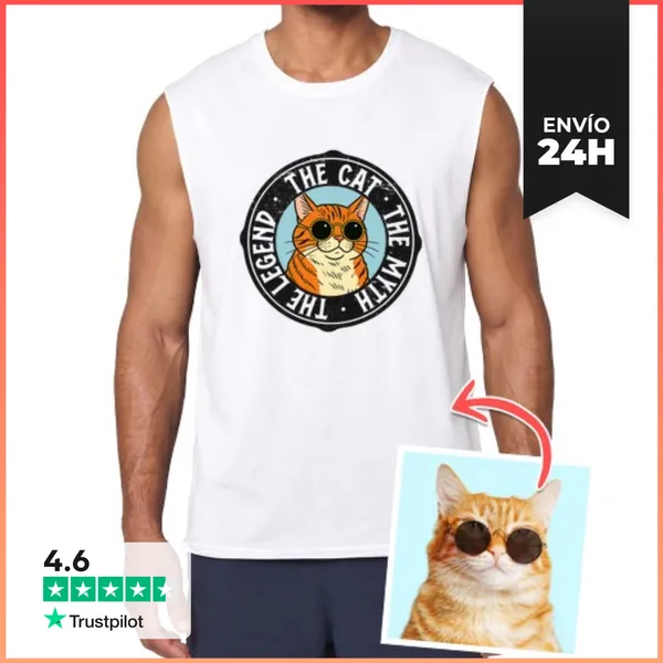 Camiseta Sin Mangas Efecto Cartoon Camiseta Sin Mangas The Cat