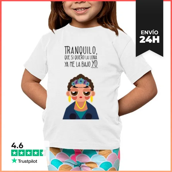 Camiseta Clásica Para Niños Frida Se Baja La Luna (LizzyDizzy)