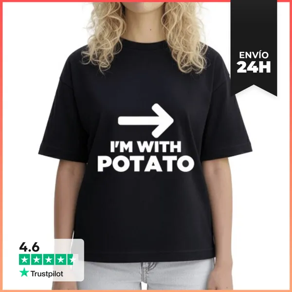 Camiseta Mujer Boxy Estoy Con Una Papa Con Una Flecha Apuntando
