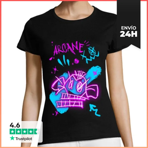 Camiseta Mujer Clásica Camiseta Arcane Dibujos Jinx LaTostadora