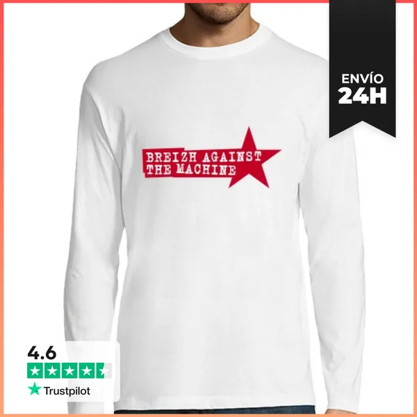 Camiseta Hombre Manga Larga Breizh Contra La Máquina LaTostadora