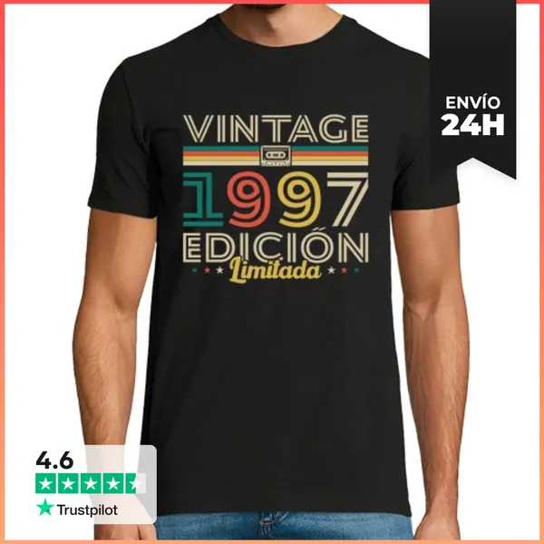 Camiseta Hombre Clásica 1997 Vintage Retro Regalo De Cumpleaños