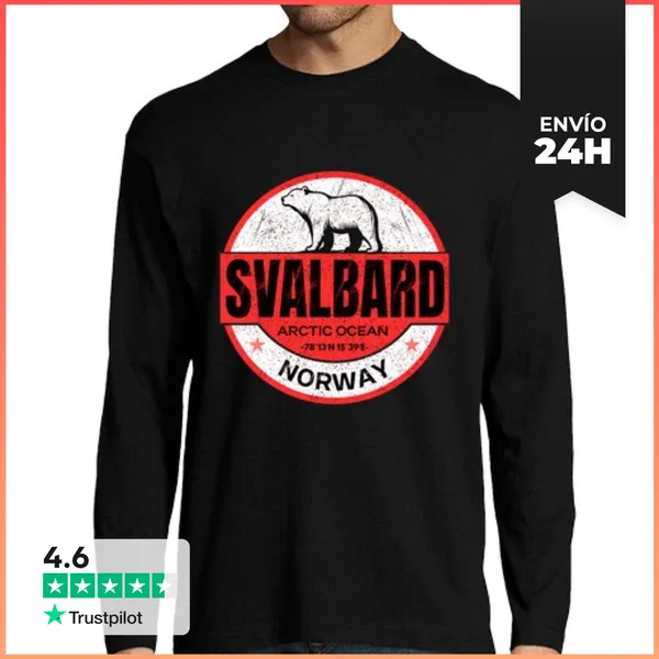 Camiseta Hombre Manga Larga Svalbard Noruega Oso Polar