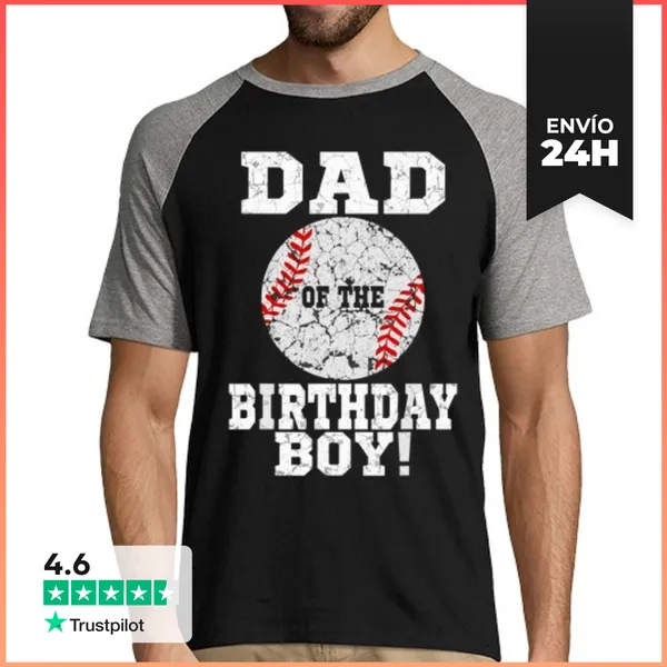 Camiseta Hombre, Estilo Béisbol Papá Del Niño De Cumpleaños