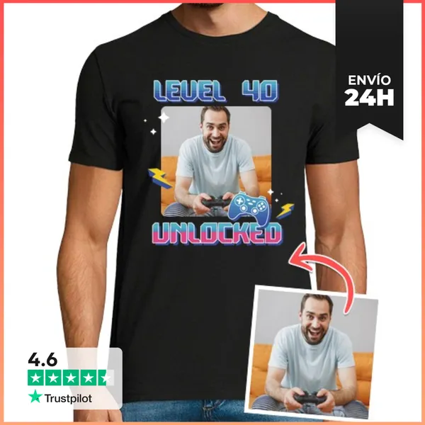 Camiseta Hombre Clásica Camiseta Level 40 Unlocked Foto